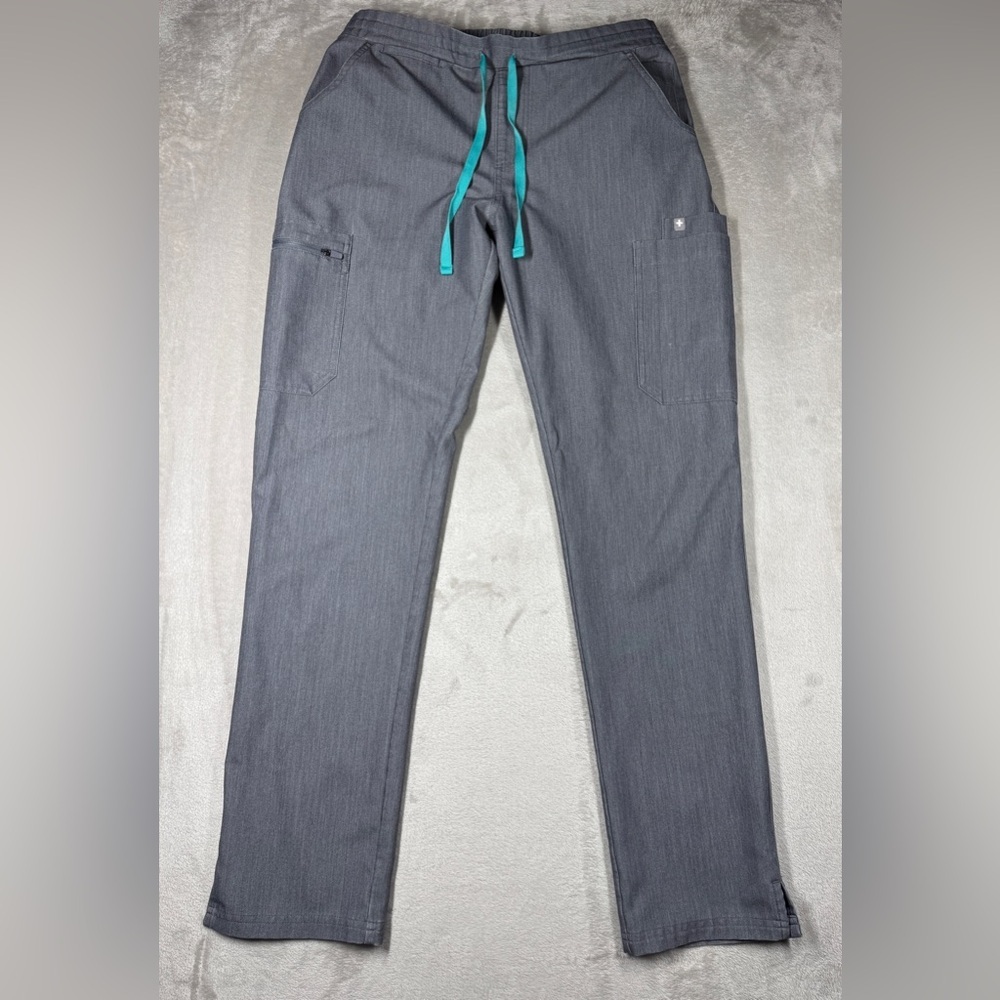 Figs Technical Collection Yola Skinny Straight Leg Grey Scrubs Pants
